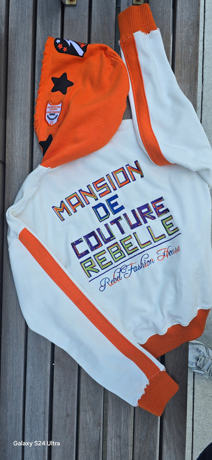 REBEL FASHION HOUSE HOODIE (ORANGE/OFF WHITE)