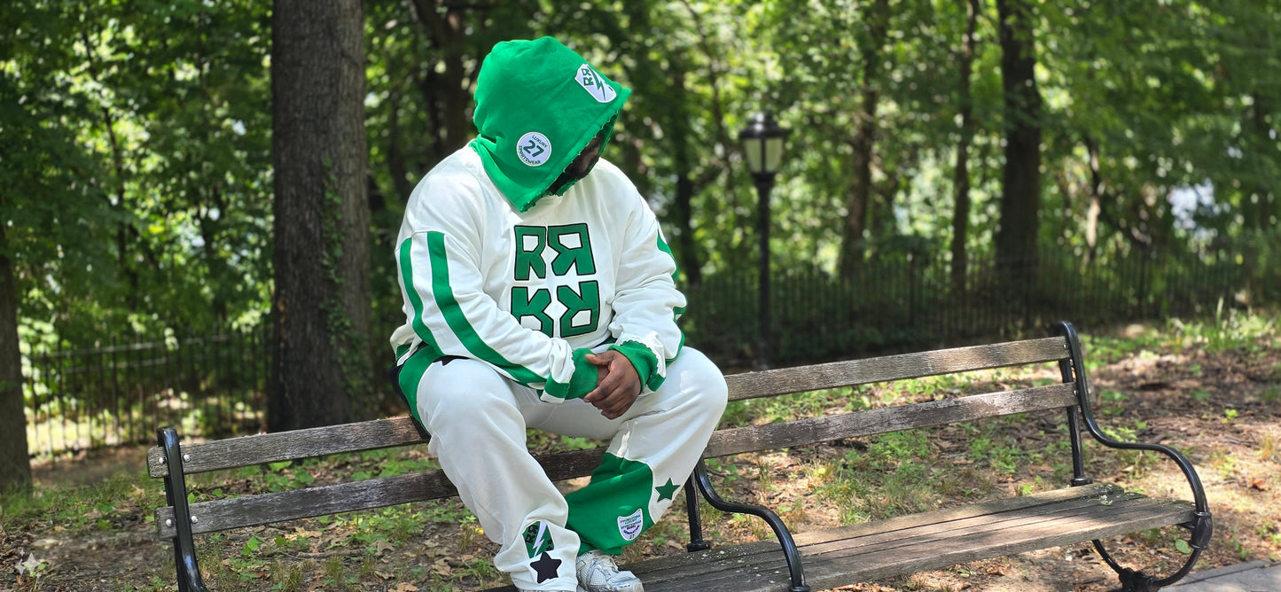 REBEL FASHION HOUSE SWEATPANTS  (Kelly Green/Black/Off White)