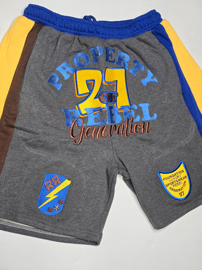 REBEL GENERATION SWEATSHORTS (charcoal/yellow/royal)