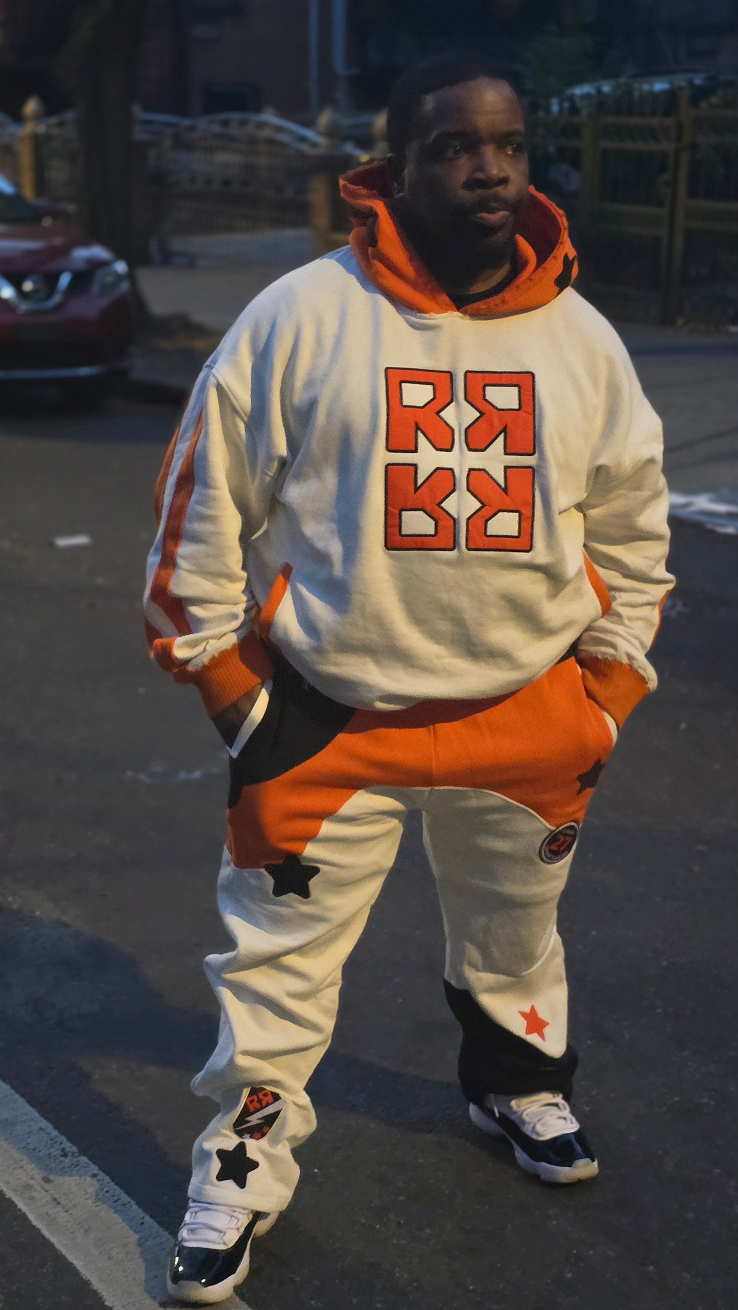 REBEL FASHION HOUSE SWEATPANTS (Orange & Off White)