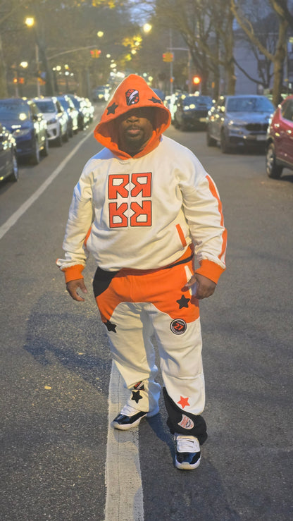 REBEL FASHION HOUSE SWEATPANTS (Orange & Off White)