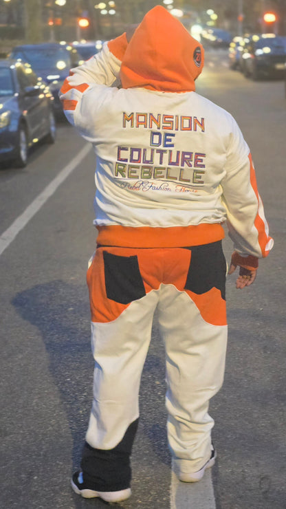 REBEL FASHION HOUSE SWEATPANTS (Orange & Off White)